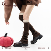 purpleguys咖色保暖过膝袜套女2025新款 爆款 加厚美拉德堆堆小腿套