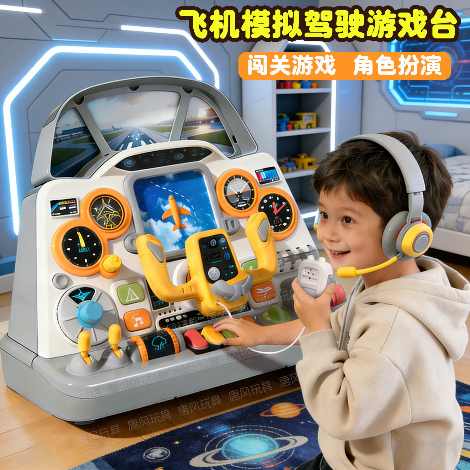 儿童仿真飞机方向盘闯关玩具宝宝蒙氏早教益智游戏桌1-3岁2小男孩