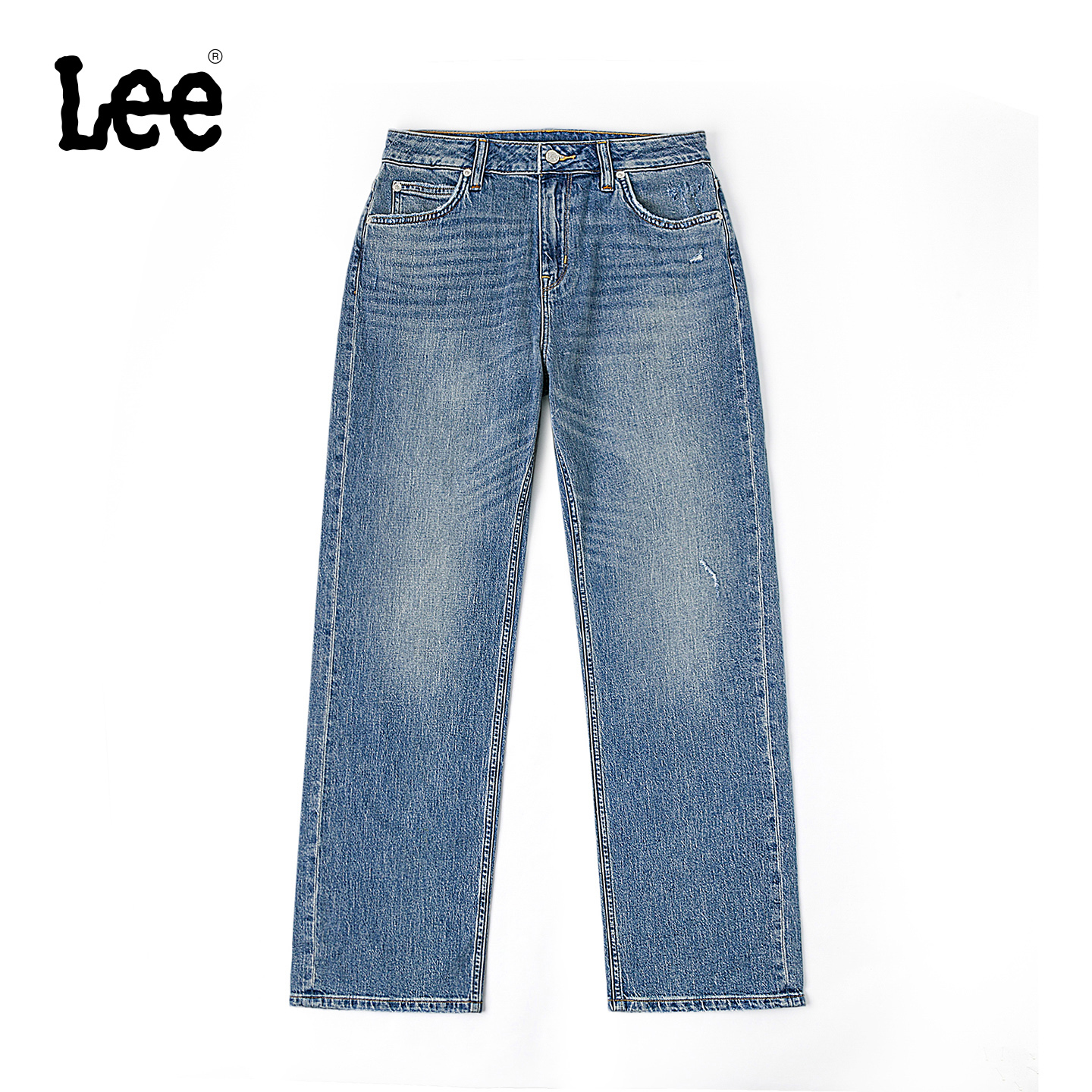 【张凌赫代言】Lee商场款25秋冬新429标准中腰直脚浅蓝色女牛仔裤