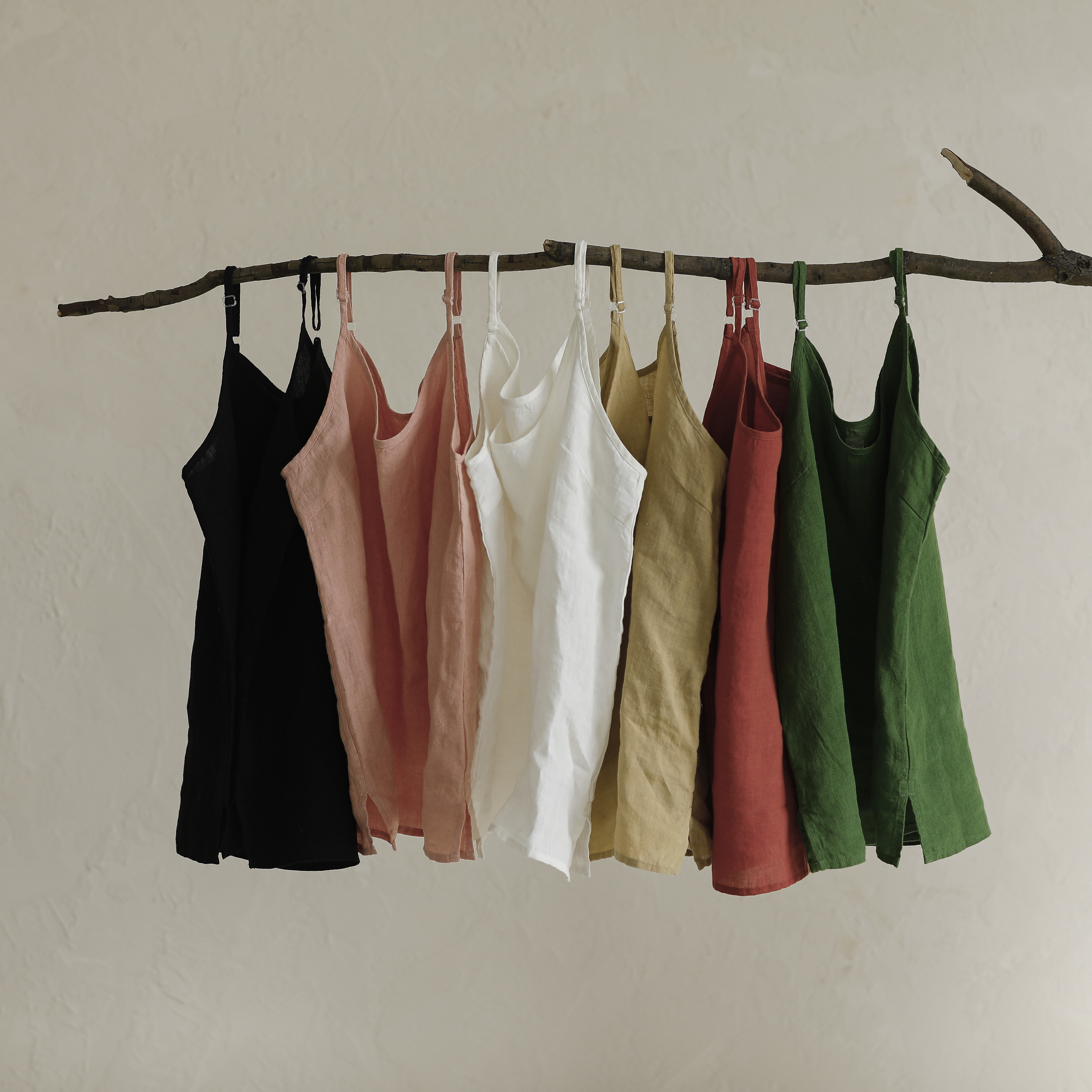 复述纯亚麻可调节肩带多色