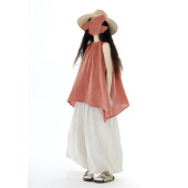 复述纯亚麻红白细条纹背心中长款 宽松不规则松弛感轻盈无袖 上衣女