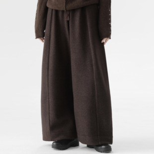 复述【厚而轻盈】全松紧腰配抽绳 宽松百搭廓形感两色加绒弯刀裤