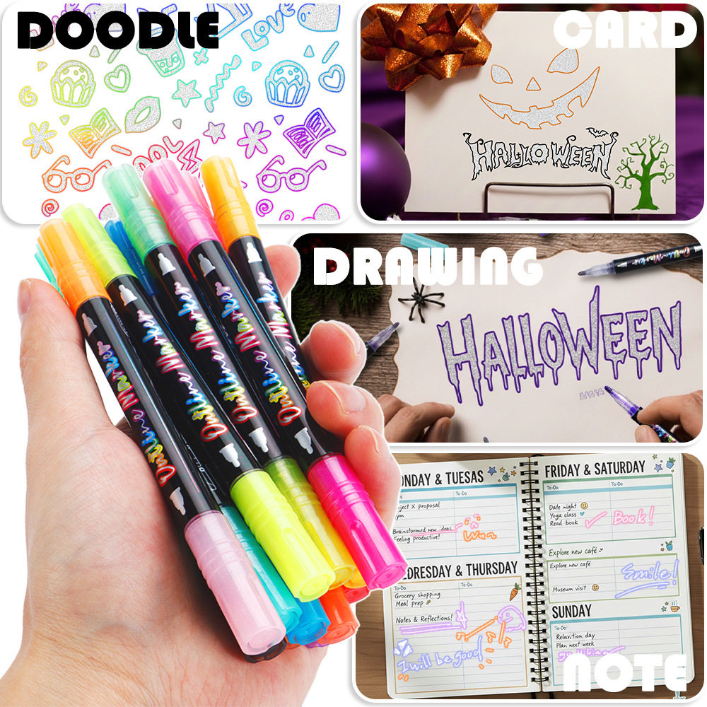 DIY Double Line Fluorescent Pen for greeting cards轮廓荧光笔