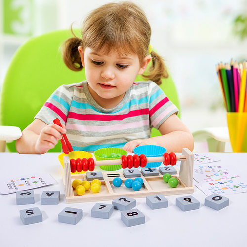 3-in-1 children's wooden bead numerical calculation rack