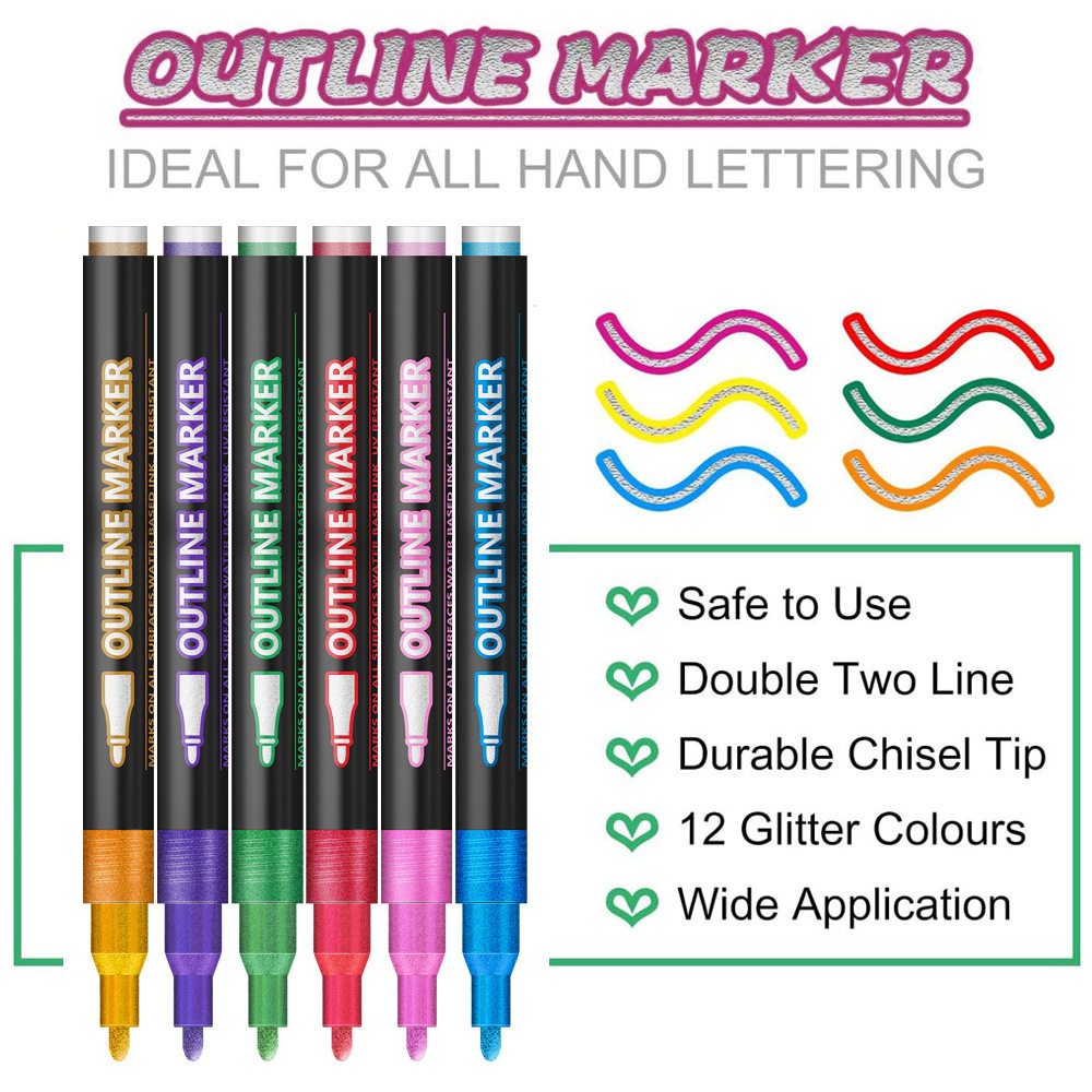 Dreamy dual line pen 48 color fluorescent marker pen金属笔