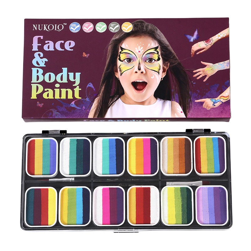 12 color gradient washable human body painting set人体彩绘