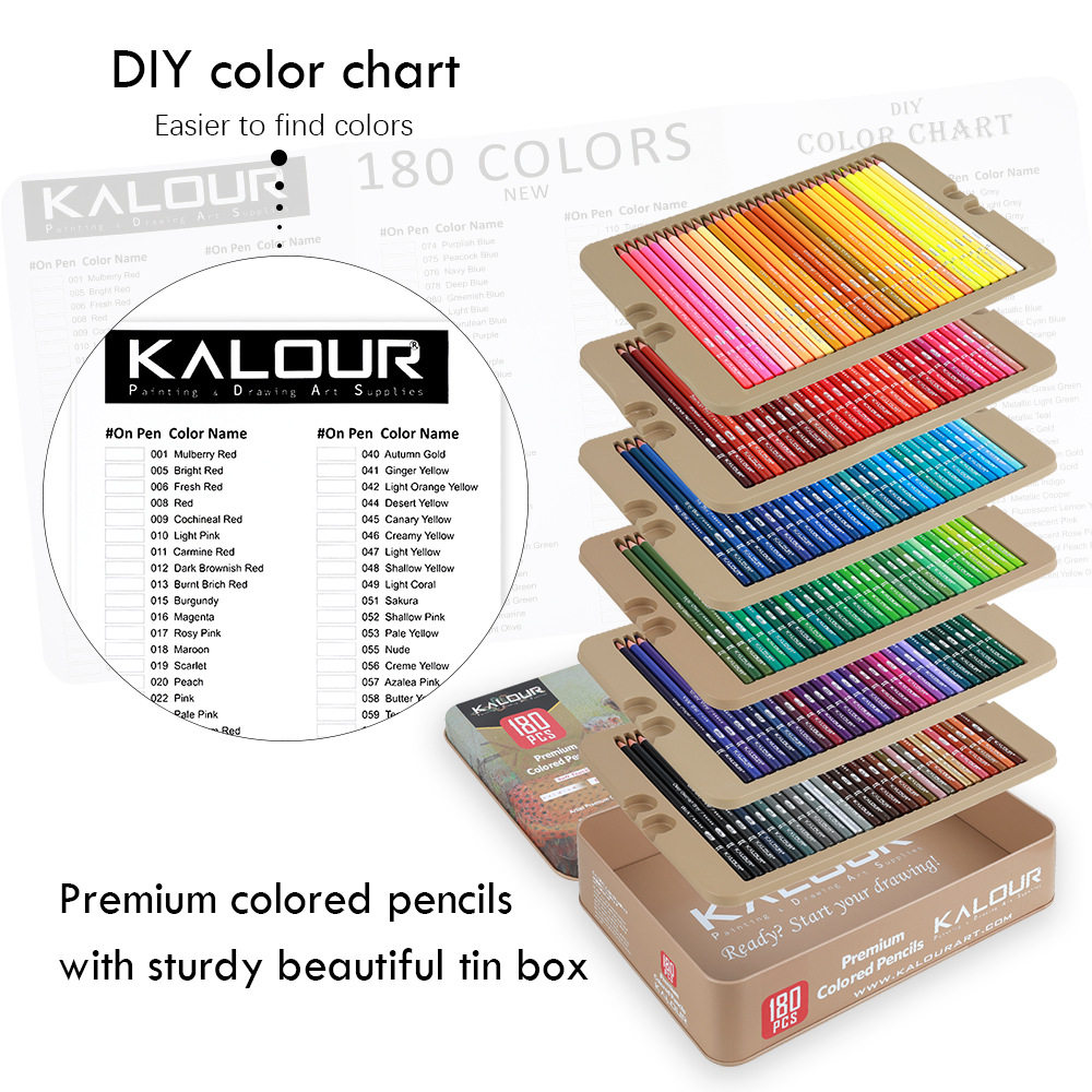 New 180 Color Pencil Iron Box Set for Art Painting铅笔套装