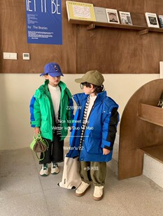 儿童羽绒服冬季加厚保暖显白帅气可拆卸连帽绿色90白鸭绒外套男童