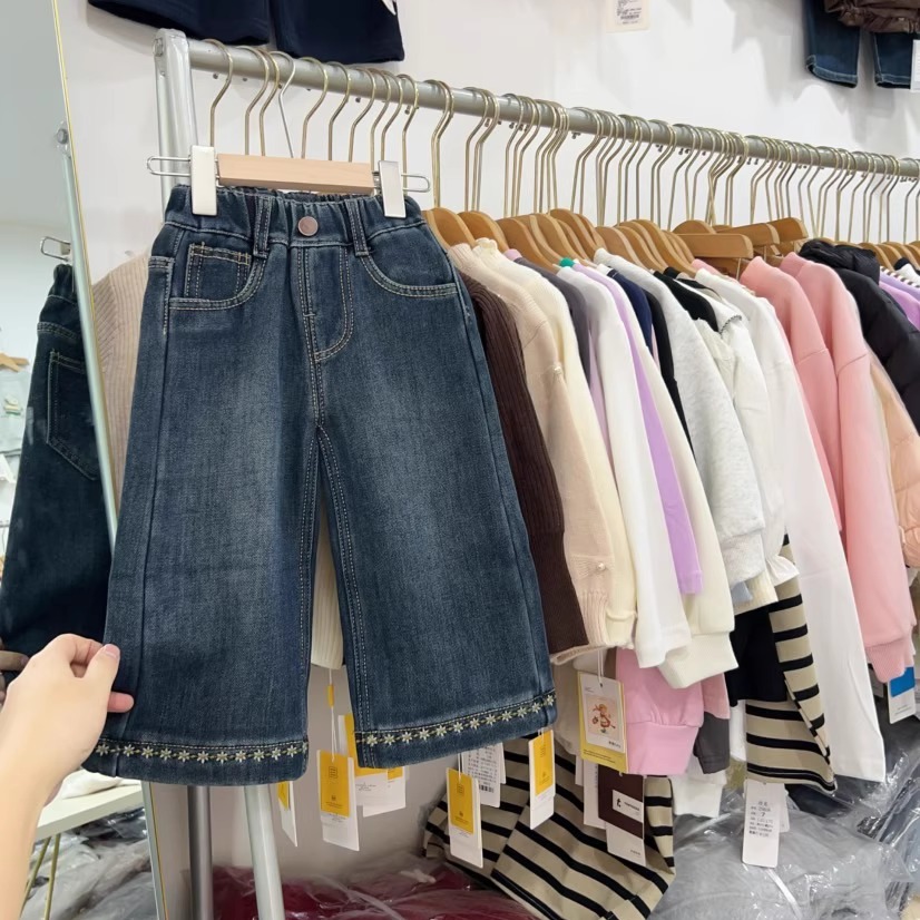 女童加绒牛仔裤冬季一体绒裤子潮