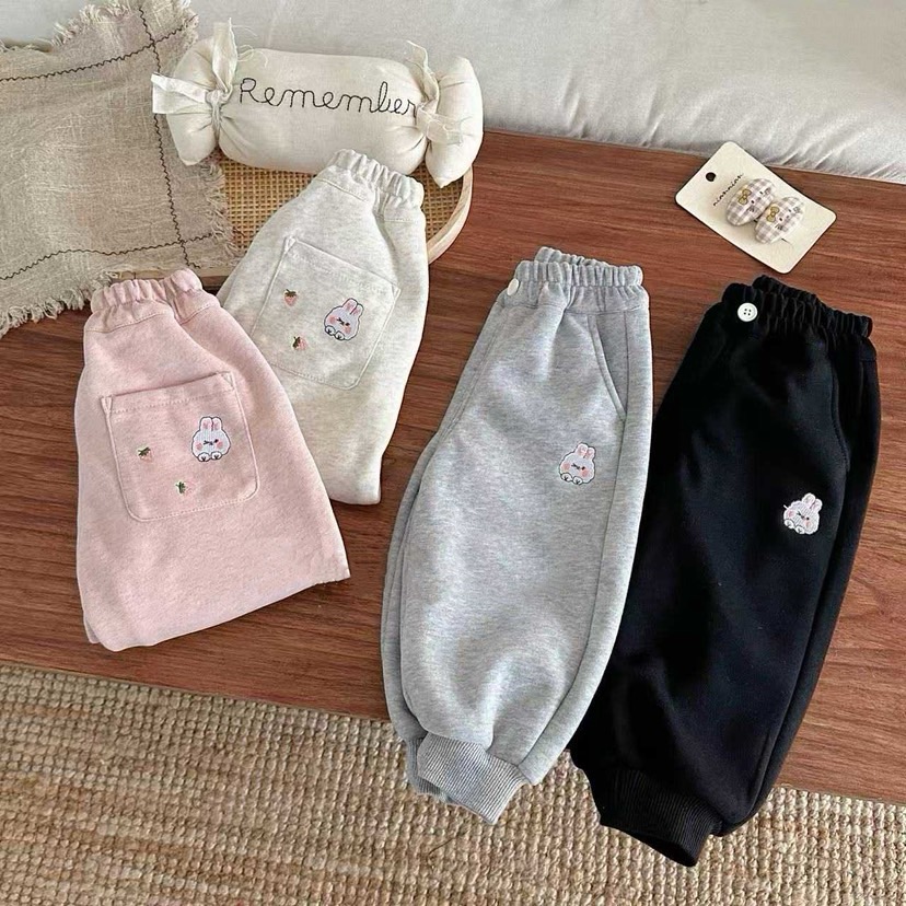 煜迷果女童加绒卫裤冬季一体绒裤