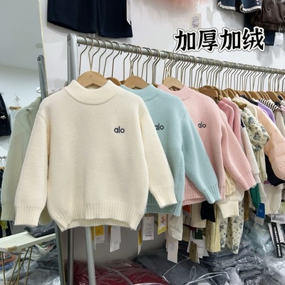 不起球女童加绒毛衣冬季针织衫潮