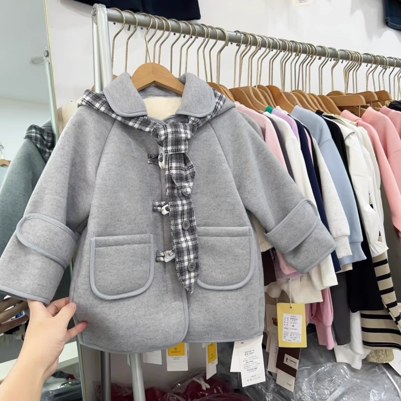 加厚加绒儿童毛呢外套冬呢子大衣