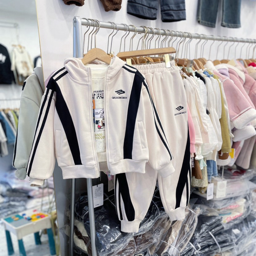 男童套装冬装男孩加绒卫衣卫裤两件套儿童开衫外套冬季一体绒上衣