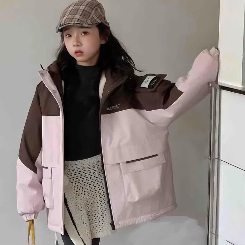 加厚加绒女童棉服外套冬季冲锋衣