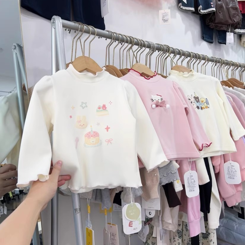 女童打底衫冬季软糯亲肤磨毛t恤