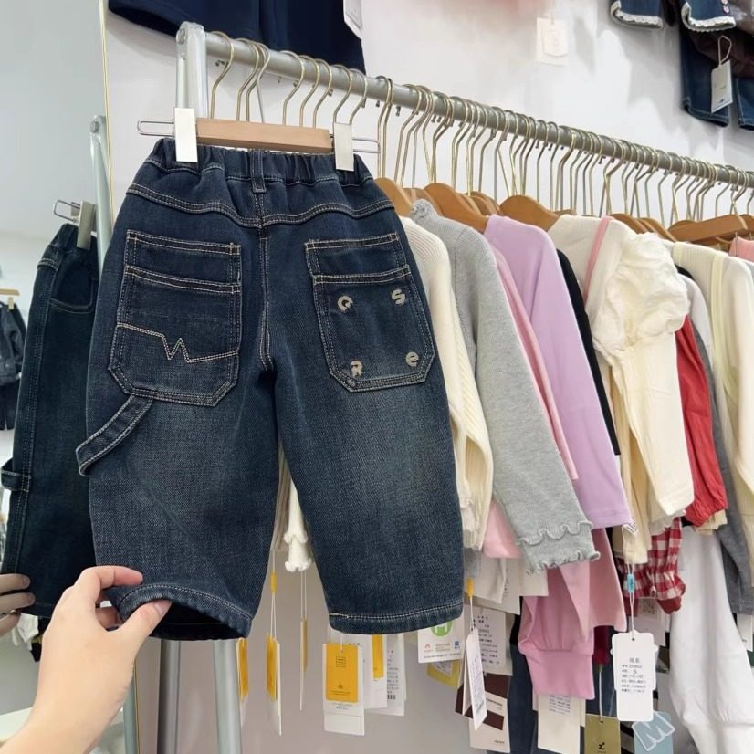 男童加绒牛仔裤冬季一体绒裤子潮