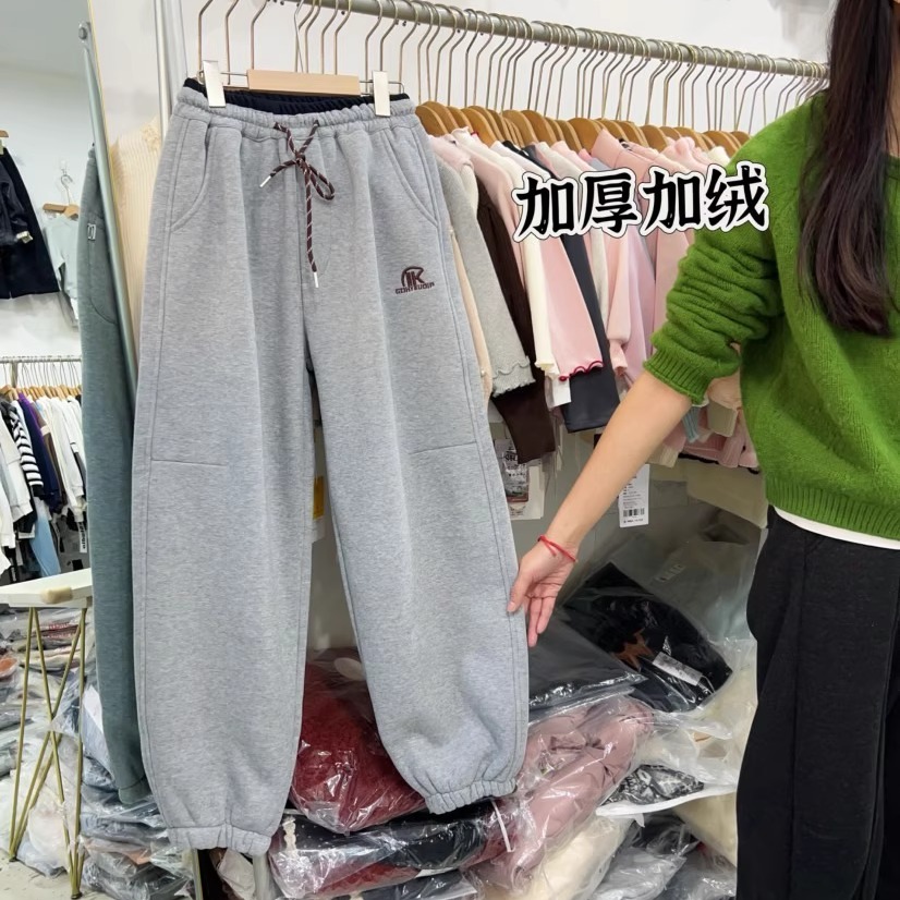 女童加绒卫裤冬季加厚一体绒裤子