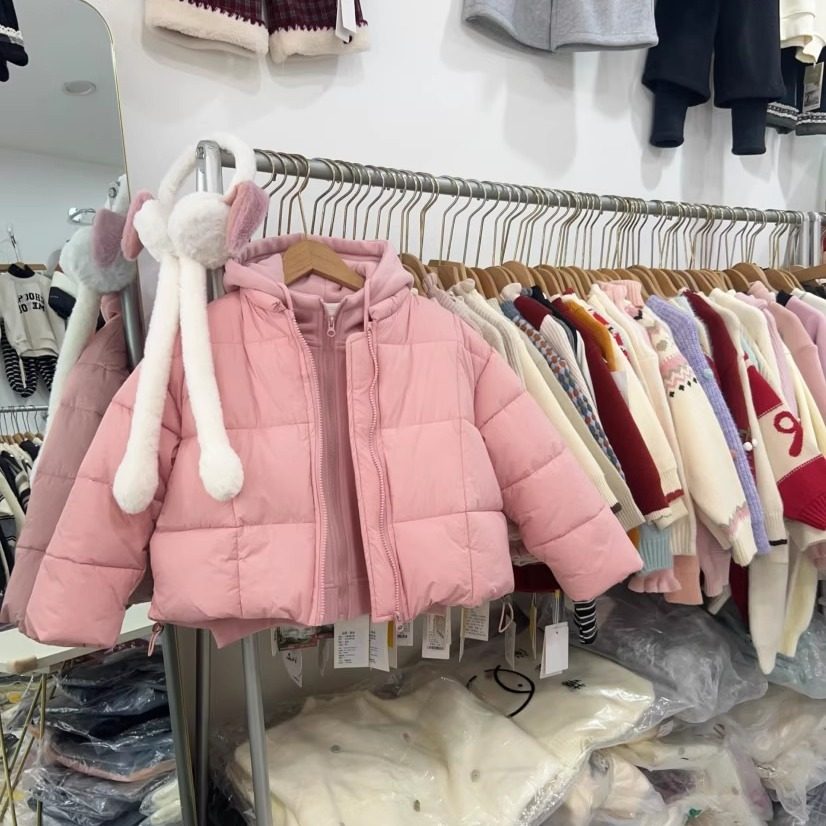女童套装冬季女孩棉服加绒外套潮
