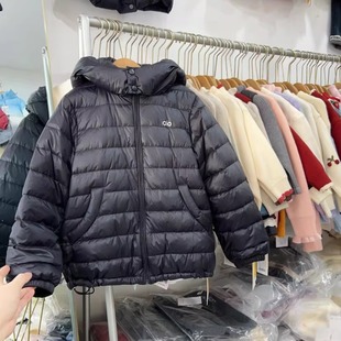 儿童排骨羽绒服冬季 黑色保暖90绒白鸭绒连帽男童女童轻薄羽绒外套