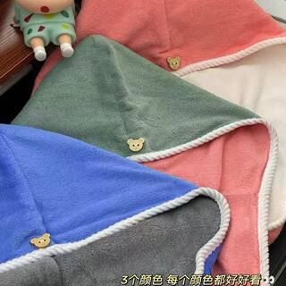 Y双层可爱干发帽女珊瑚绒吸水速干包头毛巾小熊装饰多色