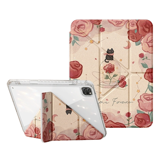 适用ipad保护壳2024新款air6平板套苹果ipadpro11带笔槽2022第十代Y折9亚克力九代4防弯10全包mini5玫瑰猫咪3