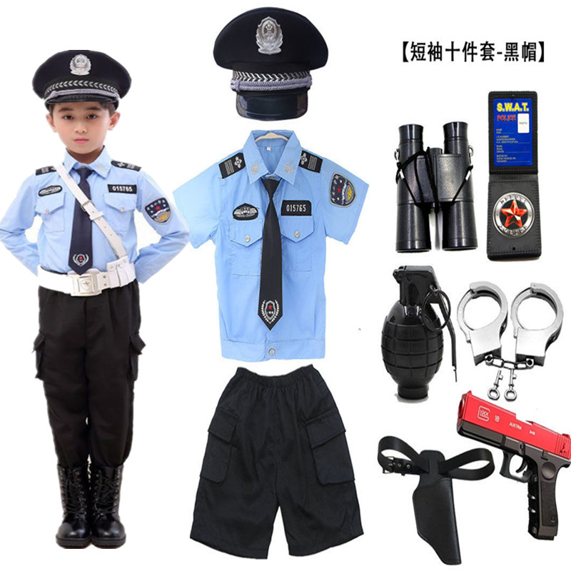 男女童警察演出服六一角色扮演