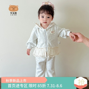 女童秋季 外出服 嬰兒衣服秋季 兩件套女寶寶小月齡穿搭衛(wèi)衣分體套裝