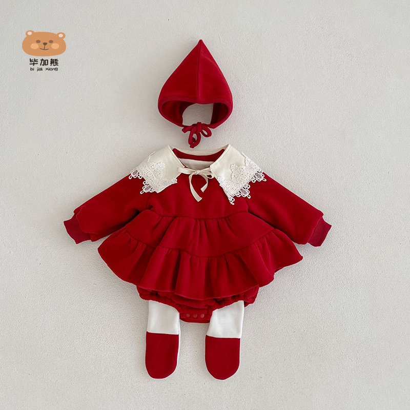 婴儿衣服女宝宝冬装新生包屁衣