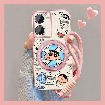 适用qooz8手机壳女iqooz8x新款风扇小新卡通挂绳爱酷磁吸外壳vivoiq00z8小羊皮保护套全包防摔viv0支架