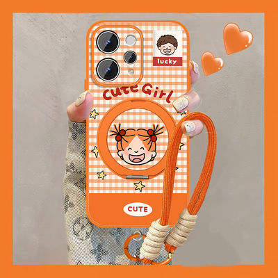 适用vivos50手机壳格子女孩卡通新款可爱挂绳S30promini磁吸外壳por小羊皮viviS30保护套全包防摔viv0情侣