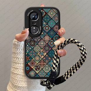 硅胶全包防摔畅享puls男女艺术外壳 AN00华为复古honor新品 菱格图腾适用荣耀畅玩70plus手机壳新款 保护套LOG