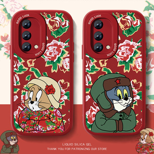 适用汤姆杰瑞oppok9手机壳新款 女k7小羊皮0pp0k5喜庆x情侣防摔男0pp0K1新年k9pro高级感opopk3东北套