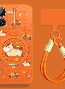适用福气小马vivoiqoo13手机壳女新年iqoo12pro新款挂绳por磁吸iq0013爱酷小羊皮保护套全包防摔viv0可爱外壳