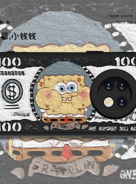 海绵宝宝美元红米note9手机壳适用创意小米油画redminote9pro女nota8全包防摔5g红米nota7por新款小羊皮男套