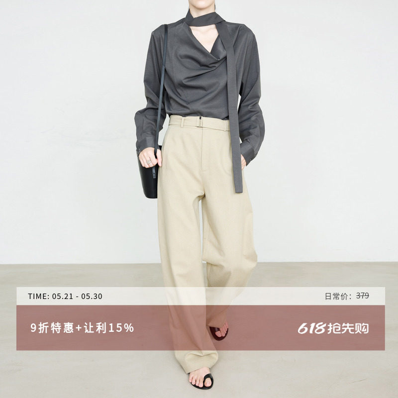 夏莫卡知性内敛高智风直筒裤