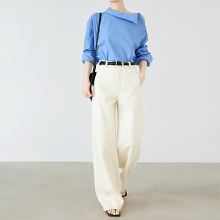 夏莫卡法式复古米白牛仔裤女2026春新品显瘦天丝棉刺绣直筒裤9708