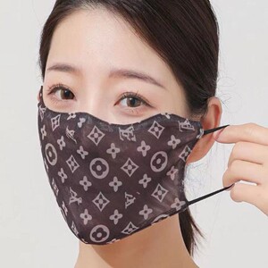 夏季薄款透气口罩薄纱网纱女高颜值2025新款老花冰丝防晒防紫外线