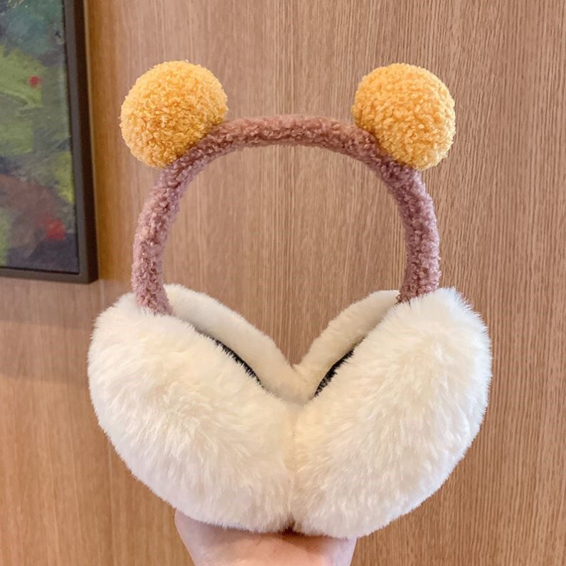 겨울 여성용 귀마개 한국어 버전 귀엽고 귀여운 곰 귀 대비되는 색상의 귀마개 학생 따뜻하고 차가운 귀마개 트렌디