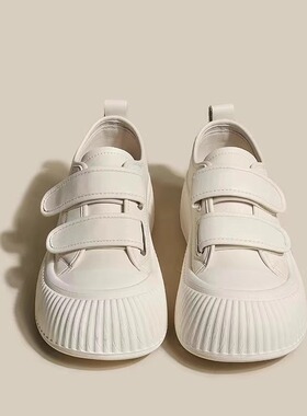 热卖真皮魔术贴小白鞋女2025春季新款休闲百搭饼干鞋学生厚底运动