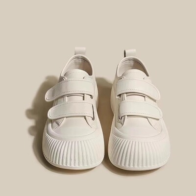 热卖真皮魔术贴小白鞋女