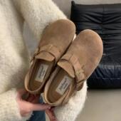 2025春季 女单里复古日系丑萌百搭舒适一脚蹬乐福鞋 新款 真皮勃肯鞋