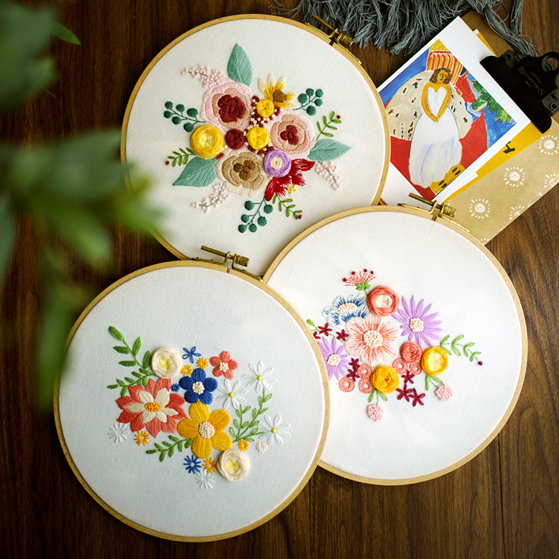 刺绣diy材料包初学者送老师摆件