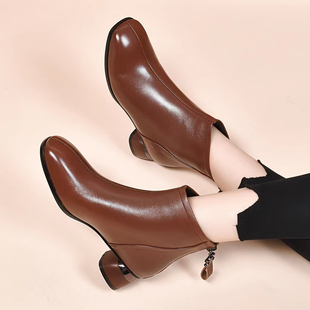 真皮马丁靴女靴子冬季单靴加绒保暖短靴加绒雪地靴女士靴舒适软底