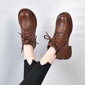 马丁靴平底真皮软底小短靴春秋单靴英伦风圆头及踝靴子加绒女皮鞋