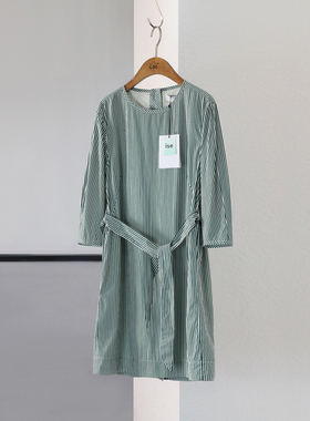 超值清仓ise专柜正品 夏季红色/绿色竖条棉质连衣裙P2010746/2010