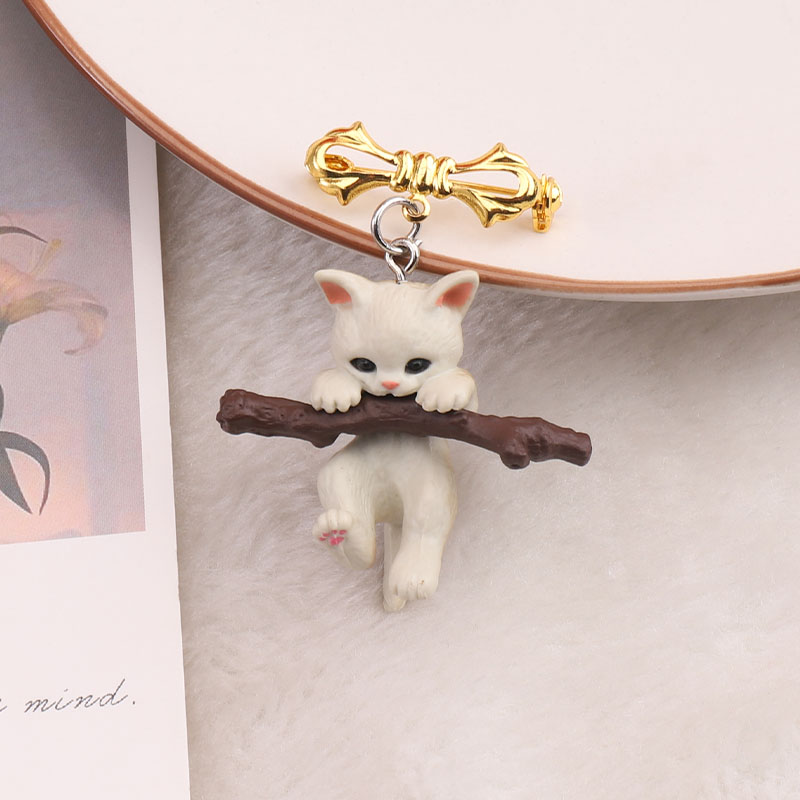 ins可爱日系树枝猫咪立体胸针