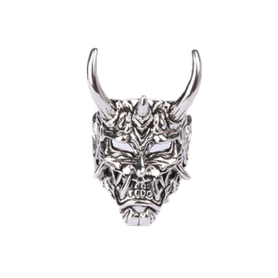 暗黑复古金角般若钛钢戒指男女鬼怪面具潮流霸气炫酷个性小众指环