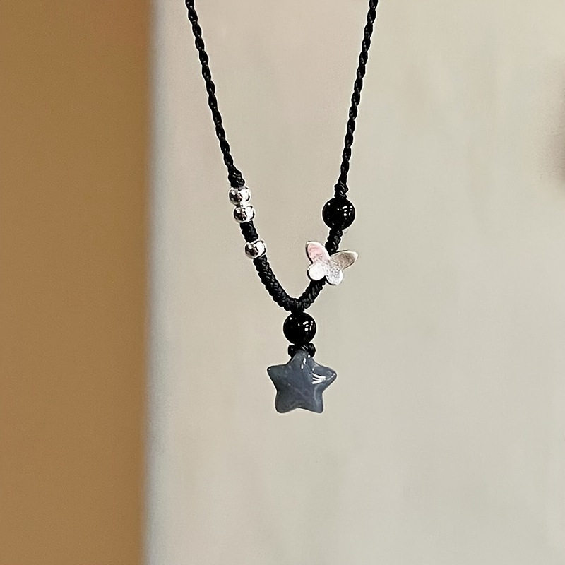 五角星吊坠项链女百搭小众高级感气质蝴蝶串珠复古手工编织锁骨链,饰品/流行首饰/时尚饰品新,项链,淘宝优惠券,粉丝福利购,淘宝优惠卷