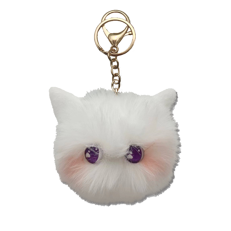 腮红猫猫球钥匙扣可爱毛绒玩偶书包挂件女包包精致公仔学生小饰品