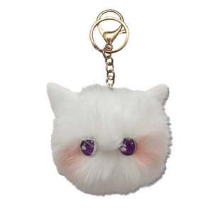 腮红猫猫球钥匙扣可爱毛绒玩偶书包挂件女包包精致公仔学生小饰品